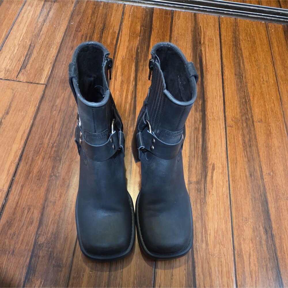 Y2K Jeffrey Campbell Womens Operator Leather Black Heel moto Riding Boots Sz 6.5